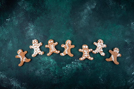 Scary Halloween cookies in shape of mummyの写真素材