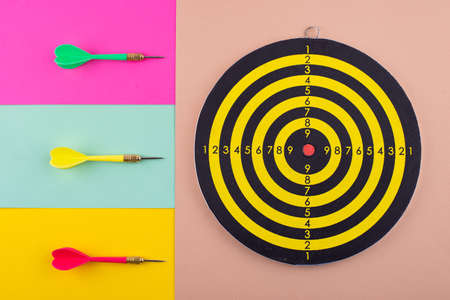 Target and goal concept with darts and arrowsの写真素材