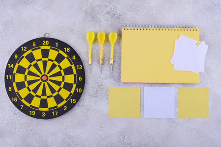 Target and goal concept with darts and arrowsの写真素材