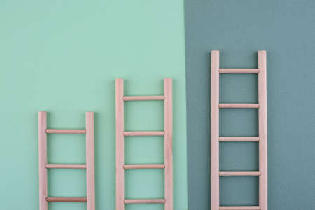 Career ladder concept with wooden stairsの写真素材