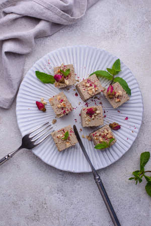 Halva with rose petal and nuts.の写真素材