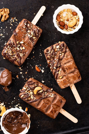 Chocolate ice cream  with nut