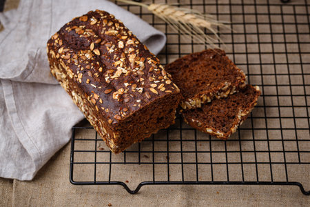 Loaf wholegrain bread with seeds