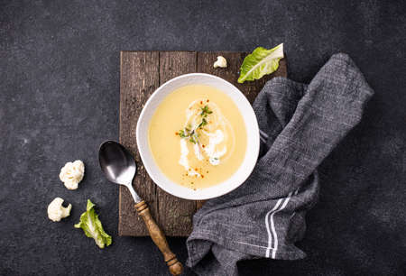 Healthy vegan cauliflower cream soupの写真素材