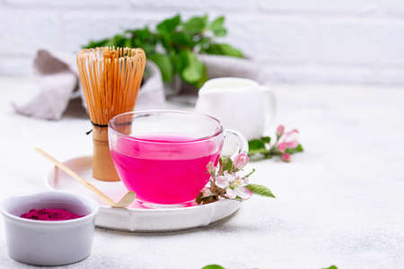 Pink matcha tea from dragon fruitの写真素材