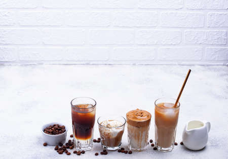 Different trendy cold coffee drinkの写真素材