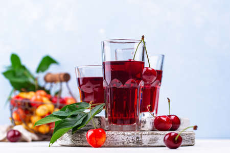Fresh cherry juice. Summer drinkの写真素材