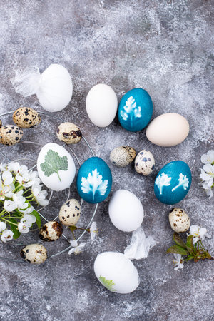 Easter blue eggs painted of natural dye