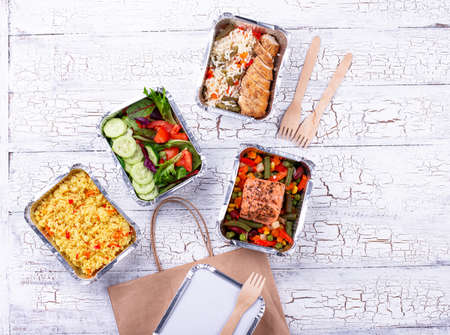 Food delivery concept. Lunch in containerの写真素材