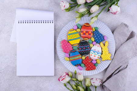 Easter cookies in shape of eggs and bunny