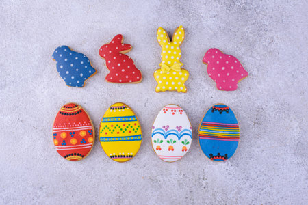 Easter cookies in shape of eggs and bunny