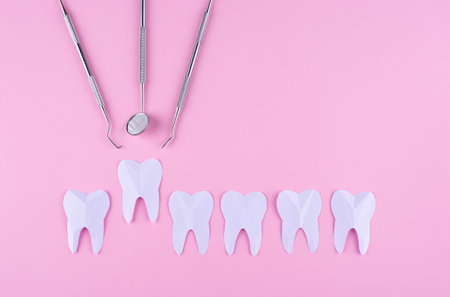 World dentists day concept with stomatology toolsの写真素材