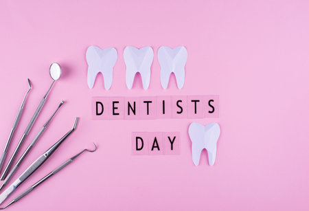 World dentists day concept with stomatology tools