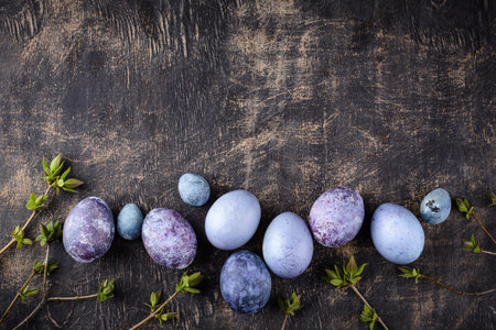 Festive Easter eggs in purple and blue color