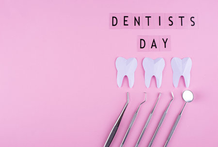 World dentists day concept with stomatology tools