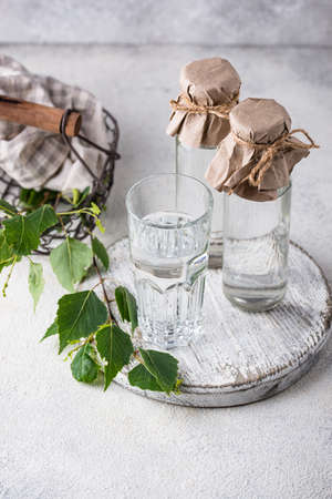 Birch juice, traditional Russian spring drinkの写真素材