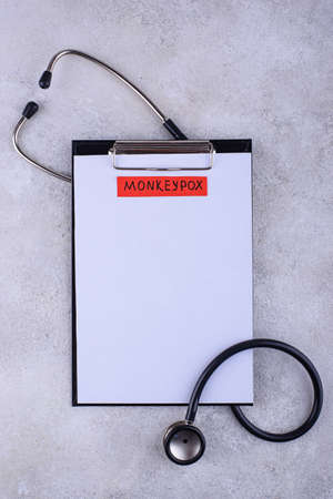 Monkeypox virus concept. Medical deskの写真素材