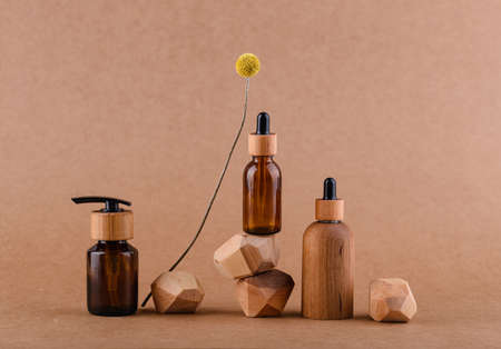 Eco friendly cosmetic bamboo bottleの写真素材