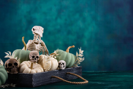 Elegant Halloween with white pumpkinの写真素材