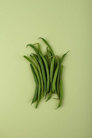 Fresh asparagus on green backgroundの写真素材