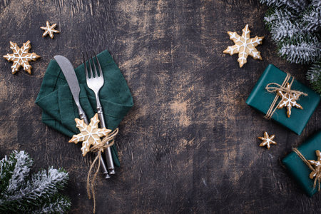 Christmas and New year table settingの写真素材