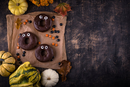 Halloween festive donuts with eyes.の写真素材