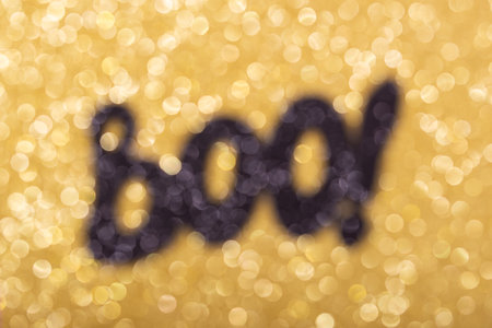 Halloween defocused text Boo with bokehの写真素材