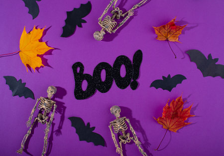 Halloween background with text Booの写真素材