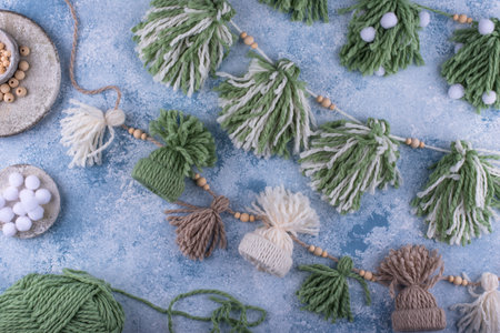 Hand made Christmas boho style garlandの写真素材