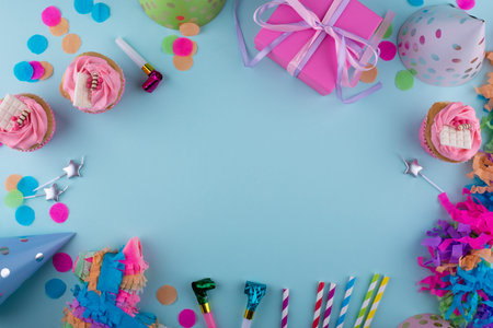Birthday party concept with cupcake