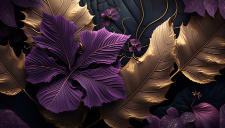 tropical leaves background. exotic plant. 3D rendering. AI generated.の素材