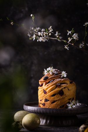 Easter cake cruffin with raisins and crunberry