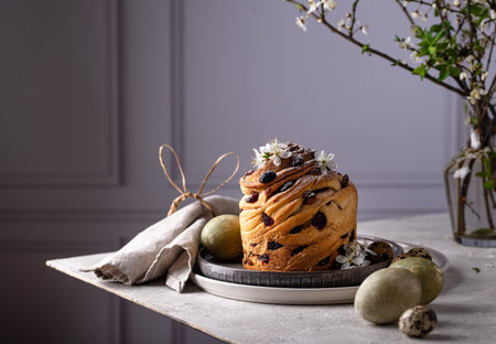 Easter cake cruffin with raisins and crunberry