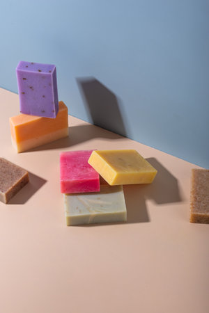 Eco cleaning with soap and spongesの写真素材