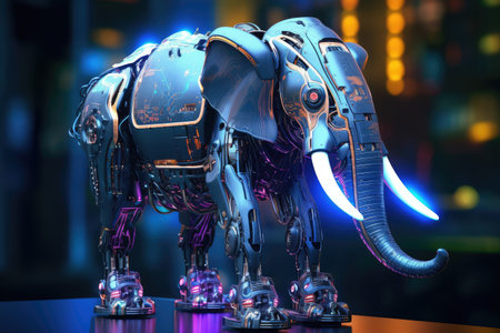 Futuristic cyberpunk robot animal. Generative AIの素材