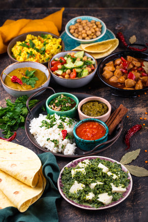 Assorted of traditional Indian food.の写真素材