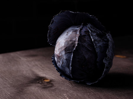 Blue or red purple cabbageの写真素材