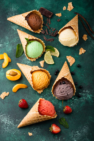 Assortment of different taste of ice cream