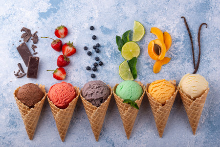 Assortment of different taste of ice cream