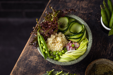 Vegan healthy green buddha bowlの写真素材