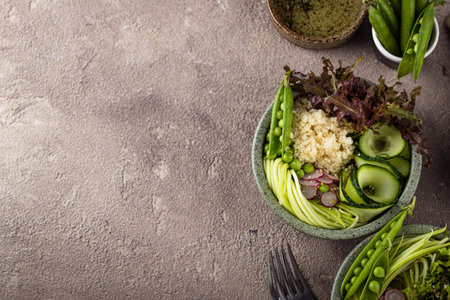 Vegan healthy green buddha bowlの写真素材