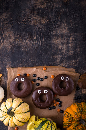 Halloween festive donuts with eyes.の写真素材