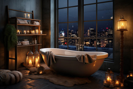 Interior of Christmas bathroom. Generative aiの素材