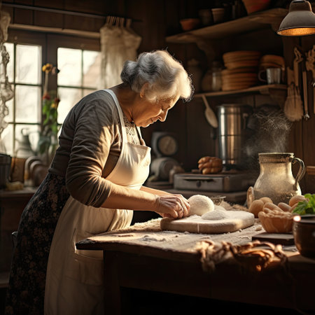 Grandmother cooking apple pie. Generative aiの素材