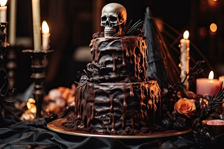 Halloween scary monster cake. Generative ai.の素材