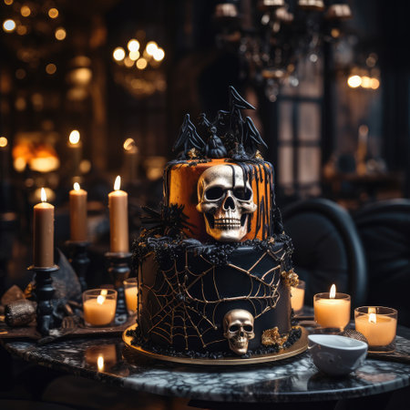 Halloween scary monster cake. Generative ai.の素材