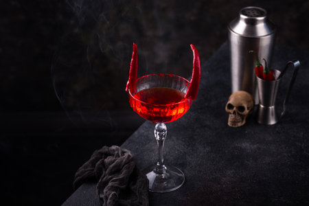 Halloween cocktail Red Devil martiniの写真素材