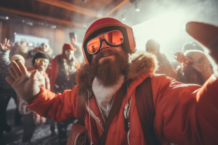 People on apres ski party on ski resortの素材