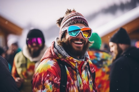 People on apres ski party on ski resortの素材