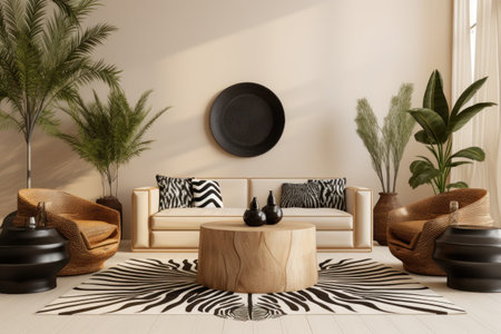 African living room interior in wild animal styleの素材